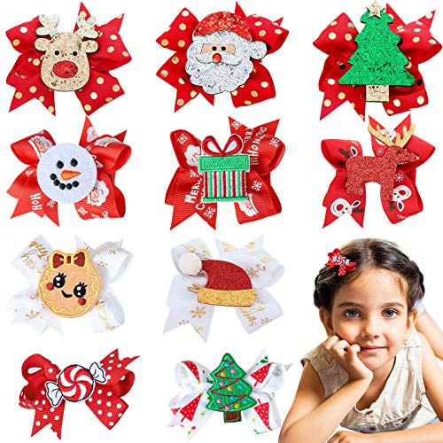 10 Pieces Christmas Hair Clips Sequins Alligator Hair Clips Fabric Ribbon Bows Barrettes Hair Accessories  Include Santa  Christmas Tree and Cap  Elk Styles 10 Pieces Christmas Hair Clips Sequins Alligator Hair Clips Fabric Ribbon Bows Barrettes Hair Accessories  Include Santa  Christmas Tree and Cap  Elk Styles