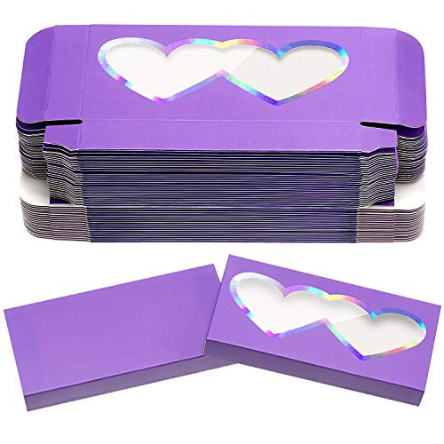 50 Pieces Empty Eyelash Packaging False Eyelash Storage Box Paper Lash Case Empty Eyelash Box Eyelash Packaging Box Case Soft Paper Eyelash Box Eyelash Holder Case Eyelash Container Purple