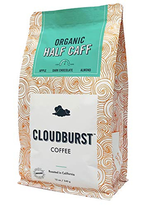 Cloudburst Organic Half Caff Ground Coffee  Medium Roast  100  USDA Certified Organic Coffee  Non-GMO  12 oz Cloudburst Organic Half Caff Ground Coffee  Medium Roast  100  USDA Certified Organic Coffee  Non-GMO  12 oz
