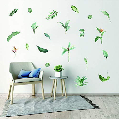 Tropical Palm Leaf Wall Decals - Tropical Plants Tree Leaves Wall Sticker - Removable Waterproof for Kids Nursery Room Home Decor Bedroom Living Room DIY Decoration