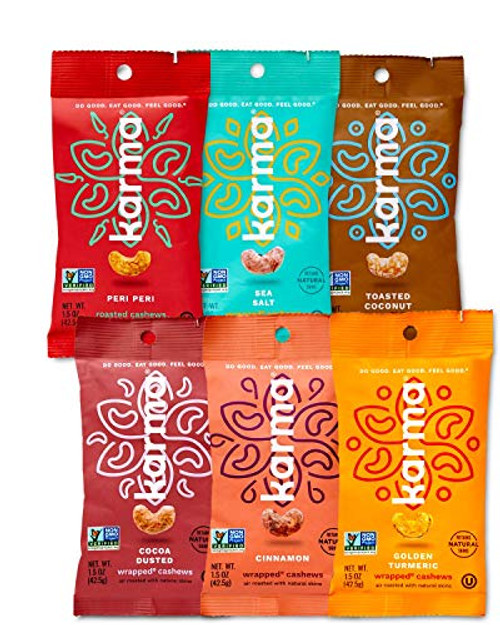 Karma Nuts Cashews Vegan Non GMO Gluten Free Low Net Carb Natural Healthy Everyday Snack Variety Pack 6 Snack Packs Karma Nuts Cashews Vegan Non GMO Gluten Free Low Net Carb Natural Healthy Everyday Snack Variety Pack 6 Snack Packs