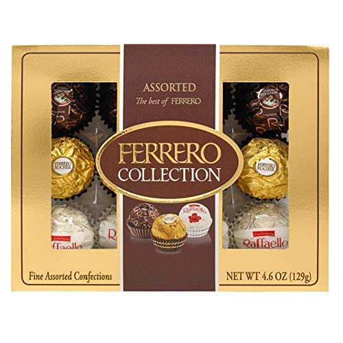 Ferrero Rocher Fine Hazelnut Milk Chocolates  12 Count  Assorted Coconut Candy and Chocolate Collection Gift Box  4-6 oz