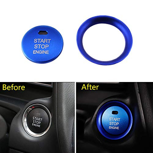 Thor-Ind Car Engine Start Stop Push Button Cover and Surrounding Decorative Ring For Mazda 2 3 6 CX-3 CX-4 CX-5 CX-9 MX-5 Ignition Starter Switch Knob Decoration Sticker Engine Button Trim -Blue