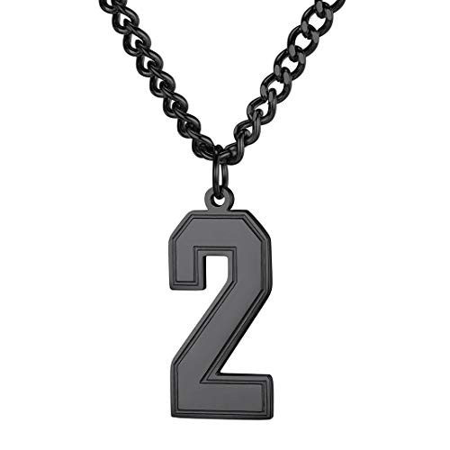 GoldChic Jewelry Black Baseball Jersey Number 2 Charms Pendant Necklace with Chain 222