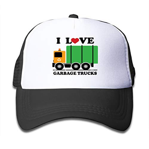 Waldeal Boy Girl I Heart Love Garbage Trucks Mesh Baseball Cap Youth Adjustable Garbage Man Trucker Hat