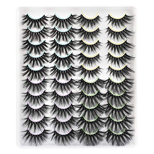 JIMIRE 20 Pairs 20MM False Eyelashes 4 Styles Mixed Fake Lashes Fluffy Volume 3D Faux Mink Lashes Pack JIMIRE 20 Pairs 20MM False Eyelashes 4 Styles Mixed Fake Lashes Fluffy Volume 3D Faux Mink Lashes Pack