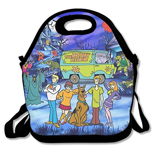 Scooby-Doo Party Neoprene Lunch Bag Portable Reusable Insulated Thermal Lunch Tote Bag for Adults