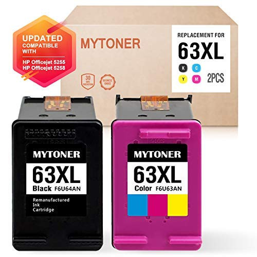 MyToner Remanufactured Ink Cartridge for HP 63XL 63 XL 63 Ink for Officejet 5255 5258 3830 4650 3833 4655 Envy 4520 4512 4516 Deskjet 1112 2130 2131 3630 3633 3634 Printer (Black, Tri-Color)