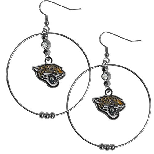 NFL Siskiyou Sports Womens Jacksonville Jaguars 2 Inch Hoop Earrings One Size Team Color NFL Siskiyou Sports Womens Jacksonville Jaguars 2 Inch Hoop Earrings One Size Team Color