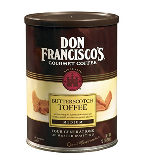 Don Francisco's Butterscotch Toffee, Premium 100% Arabica Coffee, Flavored, Medium-Roast, Ground 12-Ounce Can