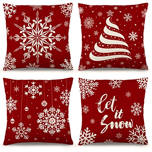 YGEOMER Christmas Pillow Covers 18×18 Inch Set of 4 Farmhouse Pillow Covers Holiday Rustic Linen Pillow Case for Sofa Couch Set of 4 Christmas Decorations Throw Pillow Covers YGEOMER Christmas Pillow Covers 18×18 Inch Set of 4 Farmhouse Pillow Covers Holiday Rustic Linen Pillow Case for Sofa Couch Set of 4 Christmas Decorations Throw Pillow Covers