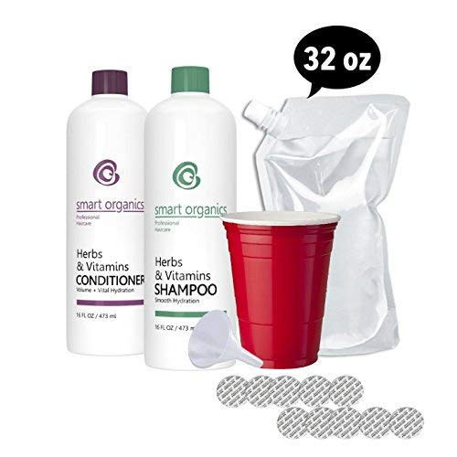 Hidden Flask Shampoo and Conditioner Set - Includes 2 16 oz Bottles  Funnel  10 Seals  and 1 Free 32 oz Cruise Flask Shampoo and Conditioner Kit