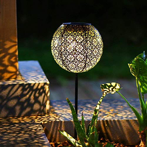 LONZEN Solar Lantern Pathway Light Outdoor Garden Stake Lights, Sun Powered, Waterproof LED Solar Lights Decorative Pathway for Lawn, Patio, Yard