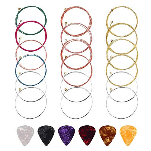 Acoustic Guitar Strings  3 Sets Of 6 Guitar Strings Steel String With 6 Guitar Picks