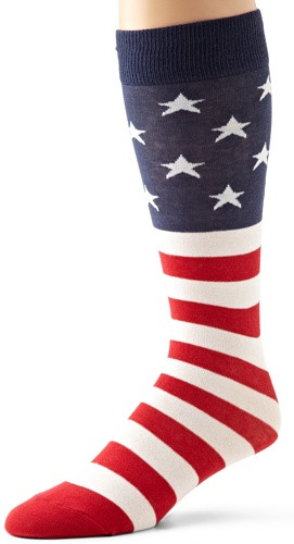 K- Bell Big and Tall Men s Original Novelty Crew Socks  Stars   Stripes Red-White-Blue  Shoe Size  6-12