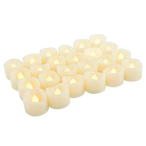 Set of 24 LED Tea Lights Pumpkin Lights Battery Operated Flameless Candles Flickering Electric Fake Tealight Candle Bulk for Christmas Halloween Wedding Party Decorations Home Decor  Batteries Incl-