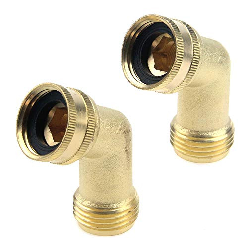 Meprotal 2 Pack Elbow Heavy Duty Hose 45 Degree Hose Extender Solid Brass Goose Neck Garden Hose Connector with Extra Pressure Washers