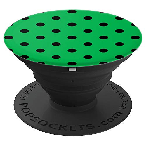Classic Black on Green Polka Dot Design Girls Women PopSockets Grip and Stand for Phones and Tablets