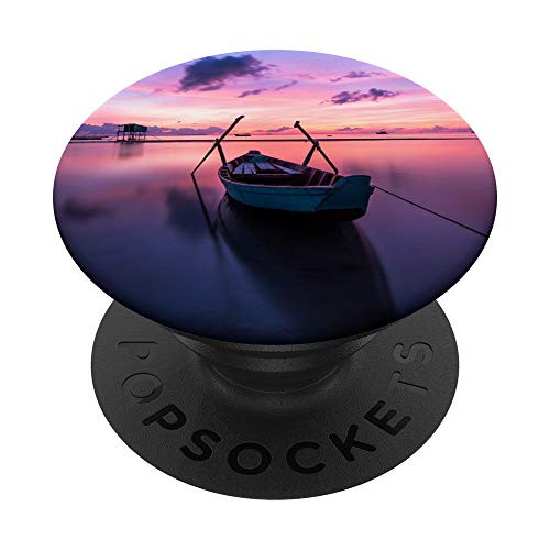 Sailing Boat On Sunset Near An Island PopSockets Grip and Stand for Phones and Tablets
