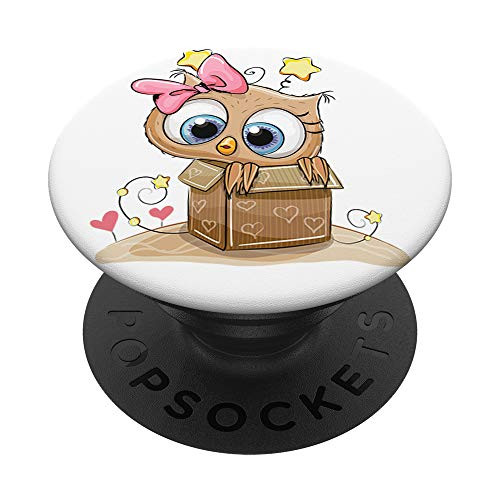 Funny Sweet Little Owl Bird in the Gift Box for Animal Lover PopSockets PopGrip  Swappable Grip for Phones   Tablets