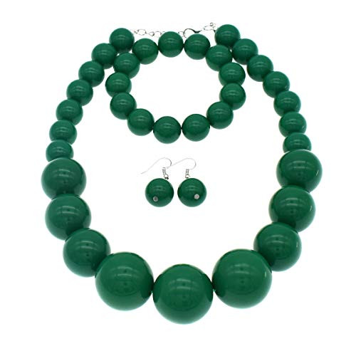 Chunky Pearl Choker Necklace  Large Pearl Statement Necklace  Trending Choker Pearl Wedding Jewelry for Brides  Boho Pearl Jewelry Set Green