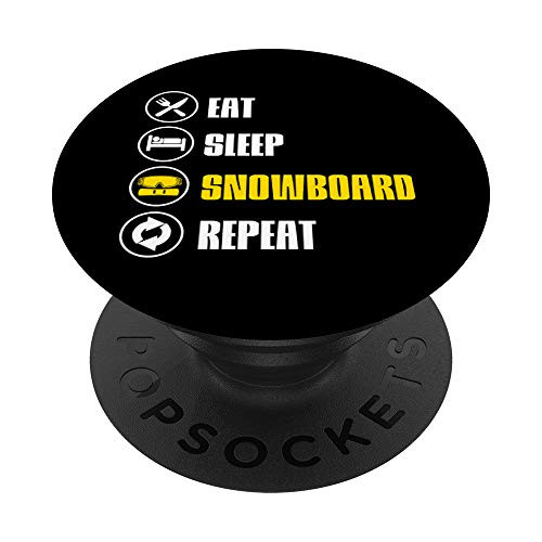 Eat Sleep Snowboard Repeat Gift Funny Snowboarding PopSockets Grip and Stand for Phones and Tablets