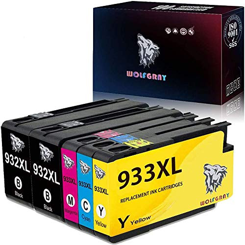 Wolfgray 932 XL 933 XL Compatible Ink Cartridge Replacement for HP 932XL 933XL 932 933 for HP Officejet 7510 Officejet 6600 Officejet 7110 Officejet 6700 Officejet 7610 Officejet 6100 Officejet 7612