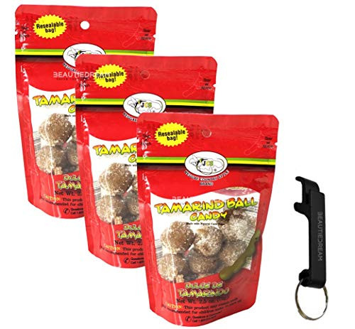 JCS Tamarind Ball Candy 2-5oz Pack of 3 with Keychain Bottle Opener in Sealed O That s Good Packaging