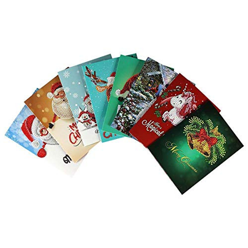 8Pcs Christmas Greeting Cards DIY Diamond Painting Cards Kit Handmade Christmas Gifts for Holiday  Friends  Family