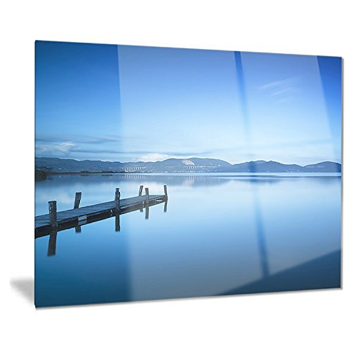 Designart Bright Blue Sky with Pier-Seascape Photo Metal Wall Art-MT8362-40x30 Designart Bright Blue Sky with Pier-Seascape Photo Metal Wall Art-MT8362-40x30