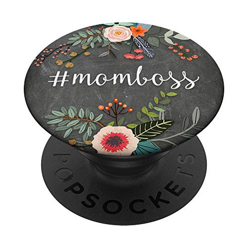 Momboss - Cute Floral Chalkboard Mom Boss Hashtag PopSockets PopGrip  Swappable Grip for Phones   Tablets