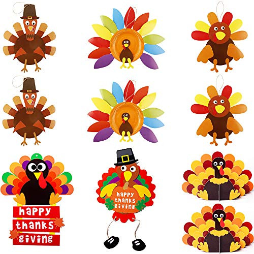 10 Sets Thanksgiving Turkey Craft Kits DIY Door Hangers Fall Thanksgiving Party School Activities Decoration Party Favor for Kids
