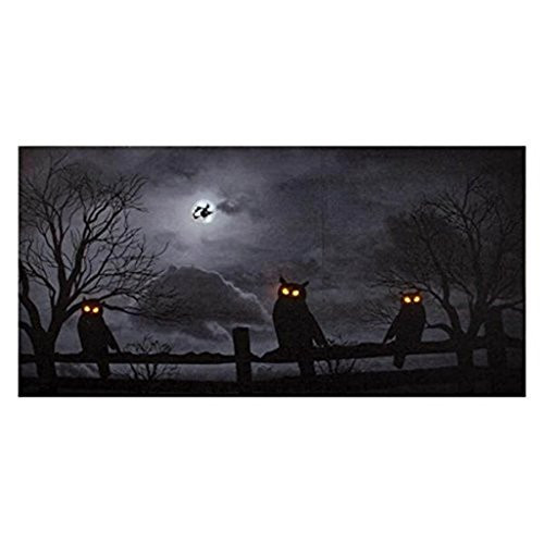 Ohio Wholesale Owloween Night Lighted Canvas 12" x 24"