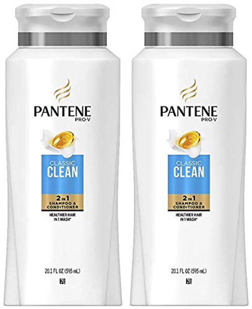 Pantene Pro-V Haircare - Classic Clean - 2 in 1 Shampoo   Conditioner - Net Wt- 20-1 FL OZ 595 mL Per Bottle - Pack of 2 Bottles