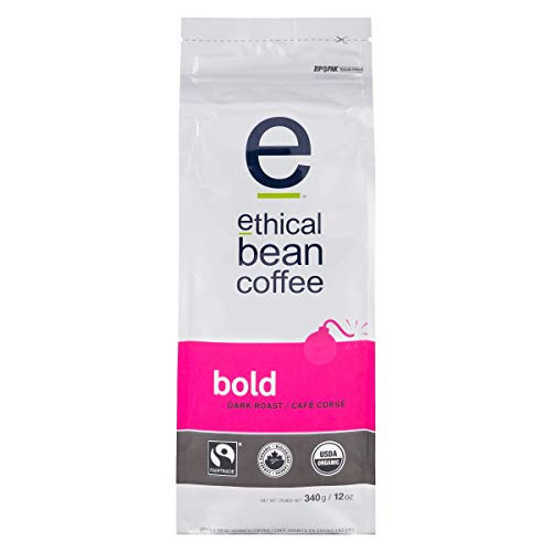 Ethical Bean Coffee Bold  Single Origin Dark Roast Whole Bean Coffee - USDA Certified Organic Coffee  Fair Trade Certified - 12 oz bag