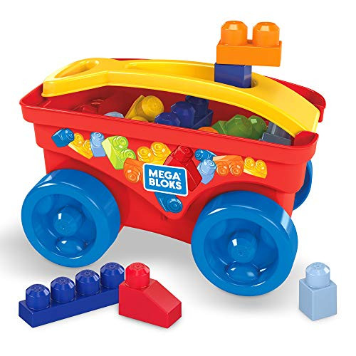 Mega Bloks Pull n Play Wagon Preschool Building Set Learning Toy GPY95