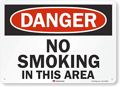 Smartsign U3-1840-RA14X10 Danger NO Smoking in This Area  Reflective Recycled Aluminum Sign  14  x 10
