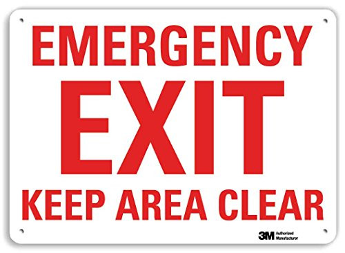 SmartSign Emergency Exit  Keep Area Clear Sign   10  x 14  3M Reflective Aluminum
