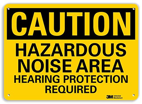 Smartsign U4-1375-RA14X10 Caution Hazardous Noise Area Hearing Protection Required  Reflective Recycled Aluminum Sign  14  x 10