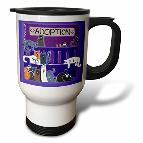 3dRose tm_34022_1 Cats, Cat, Kittens, Kitten, Cat Adoption, Cat Rescue, Pet Adoption, Cat Cartoon Art Travel Mug, 14-Ounce, Stainless Steel