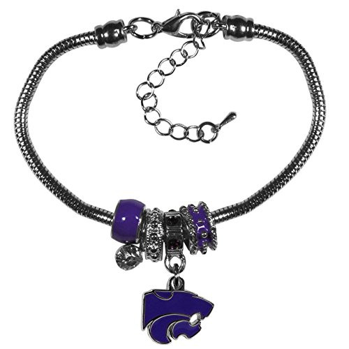 NCAA Siskiyou Sports Womens Kansas State Wildcats Euro Bead Bracelet One Size Team Color NCAA Siskiyou Sports Womens Kansas State Wildcats Euro Bead Bracelet One Size Team Color