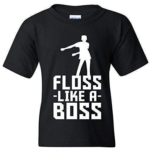 Floss Like A Boss - Flossin Dance Funny Emote Youth T Shirt - Large - Black
