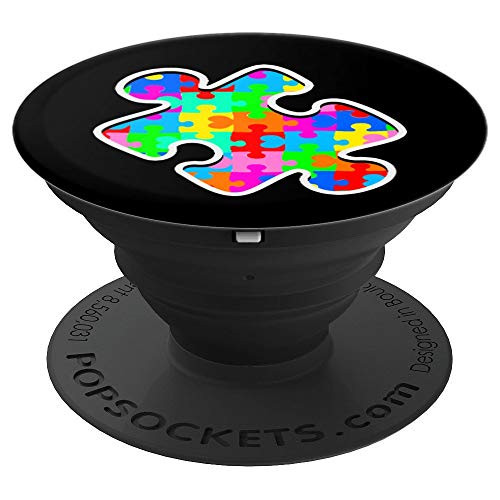 Autistic Mom Autism Awareness Month Love Puzzle Piece PopSockets Grip and Stand for Phones and Tablets