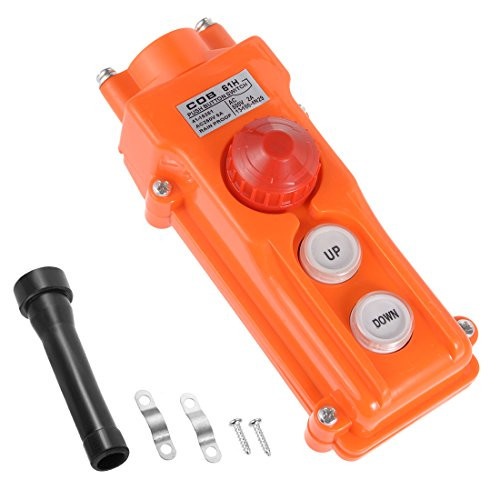 uxcell Rainproof Hoist Crane Pendant Control Station Push Button Switch Up Down Emergency