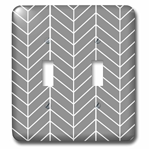3dRose LSP_179827_2 Charcoal Grey Herringbone Gray Chevron Arrow Feather Inspired Pattern Double Toggle Switch