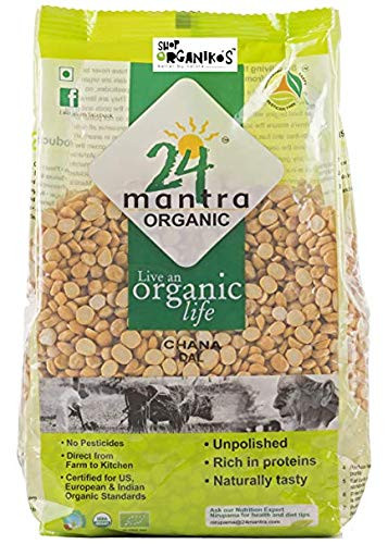 Organic Chana Dal Split - Split Bengal Lentils - Split Bengal Gram USDA Certified Organic Pesticides Free Adulteration Free Sodium Free - 4 Pounds Lb - 24 Mantra Organic