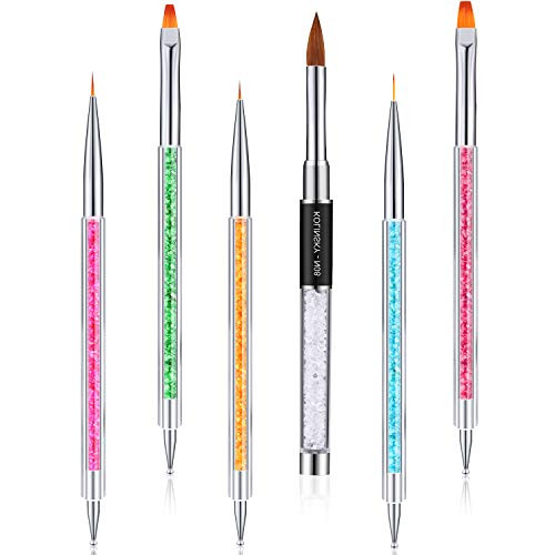 6 Pieces Kolinsky Sable Nail Brush Acrylic Nail Brushes Set  Includes 3D Nail Dotting Pen Brushes Double-ended Nail Painting Drawing Liner Brushes and Kolinsky Sable Nail Brush  Size 8 6 Pieces Kolinsky Sable Nail Brush Acrylic Nail Brushes Set  Includes 3D Nail Dotting Pen Brushes Double-ended Nail Painting Drawing Liner Brushes and Kolinsky Sable Nail Brush  Size 8
