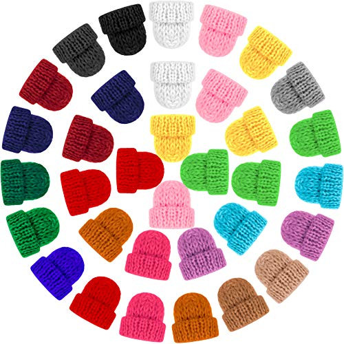 96 Pieces Mini Christmas Knit Hats Assorted Colors Craft Knitting Hats Doll Craft Hat Christmas Tree Ornaments Hats for DIY Hair Accessories Jewelry Making Crafts