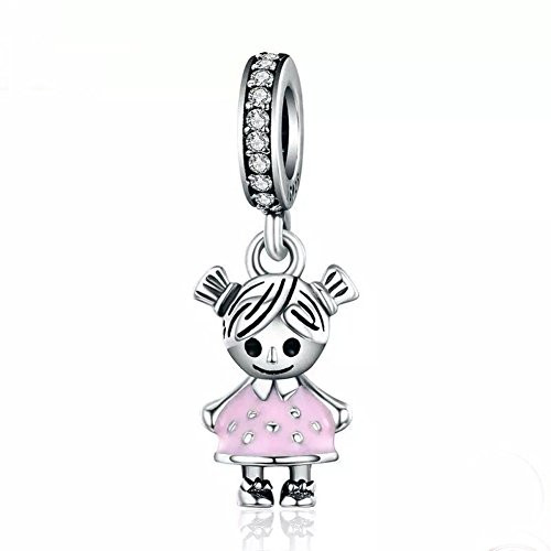 ABAOLA Boy or Girl Dangle 925 Sterling Silver Child Charm Beads for Fashion Charms Bracelet   Necklace Pink