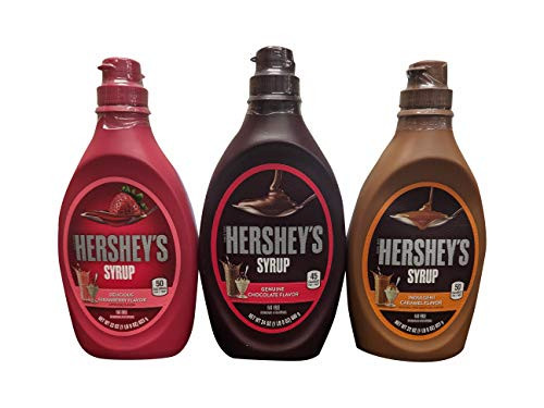 Hersheys Syrup Variety Pack Bundle of 3 Flavors- Chocolate  Caramel and Strawberry